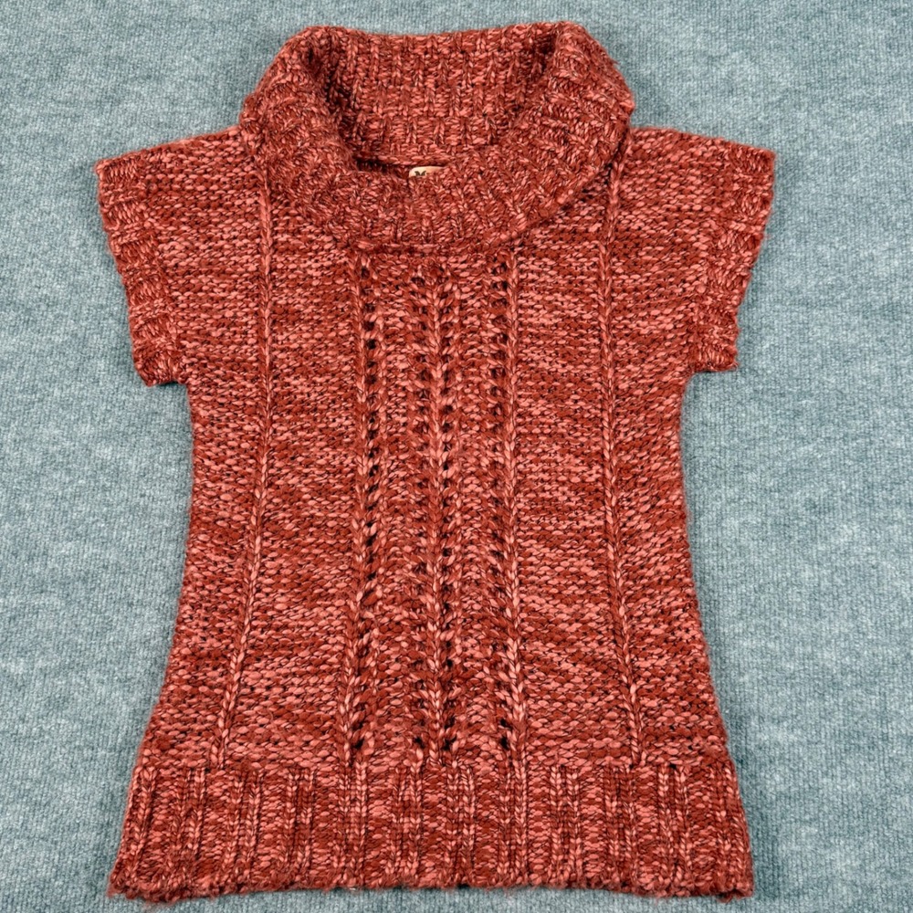 Mudd M Cowl Neck Sweater SS Sparkle Chunky Cable Open Knit Metallic Fall Fashion